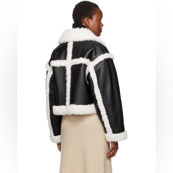 Stand Studio Women's Black & Off-white Kristy Faux-shearling Jacket size medium - Picture 2 of 9